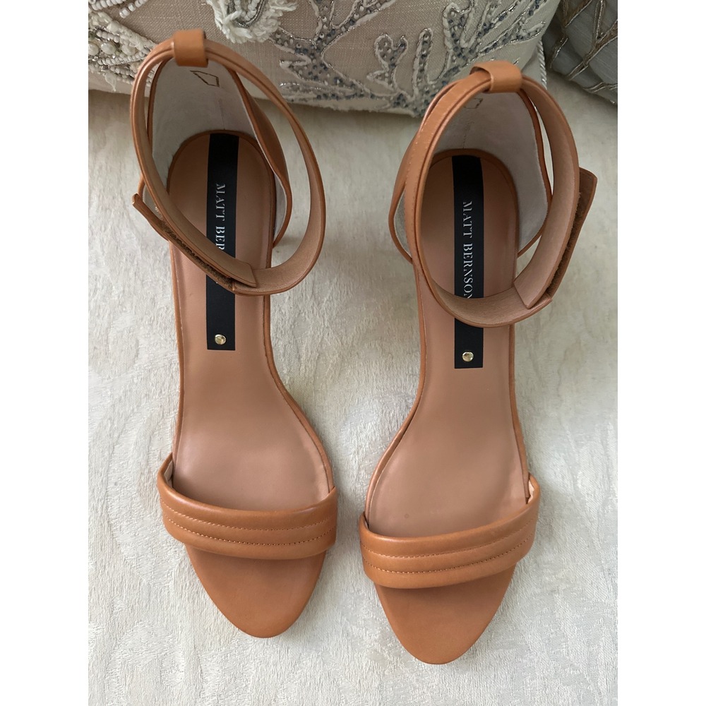 Anthropologie Matt Bernson Meridian Heels 
Tan Strappy Heel Hook &‎ Loop size 11